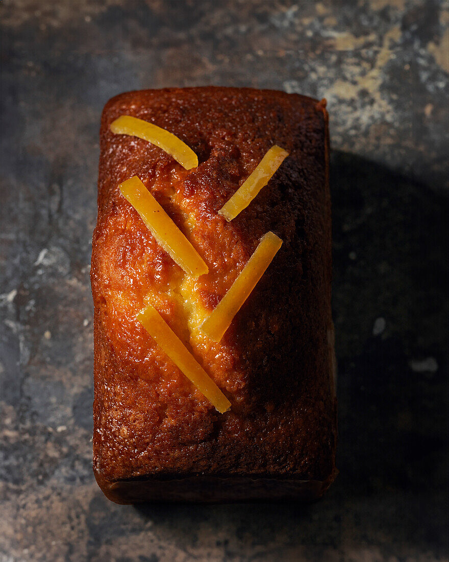 Small orange cake with confit orange zest