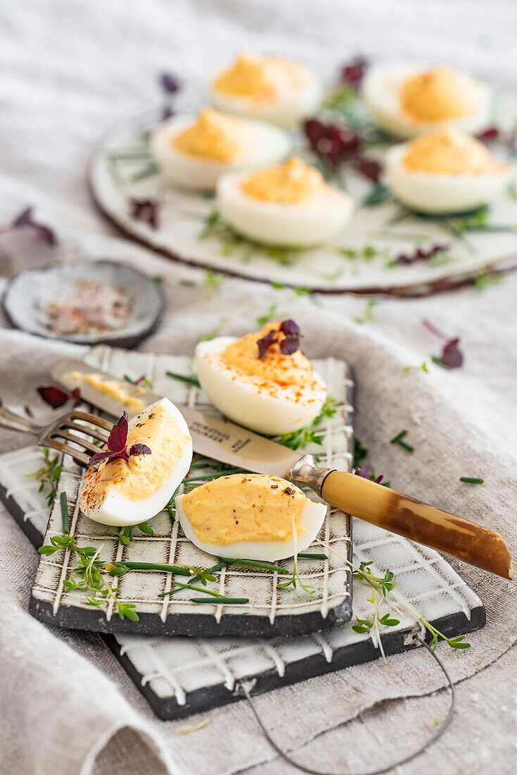 Stuffed eggs with herbs