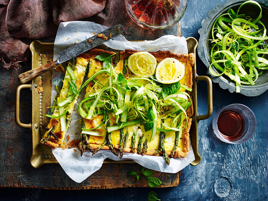 Vegetarian asparagus and goat's cheese tart