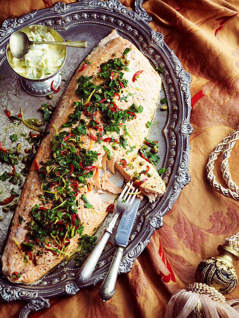 Herb salmon with fennel remoulade