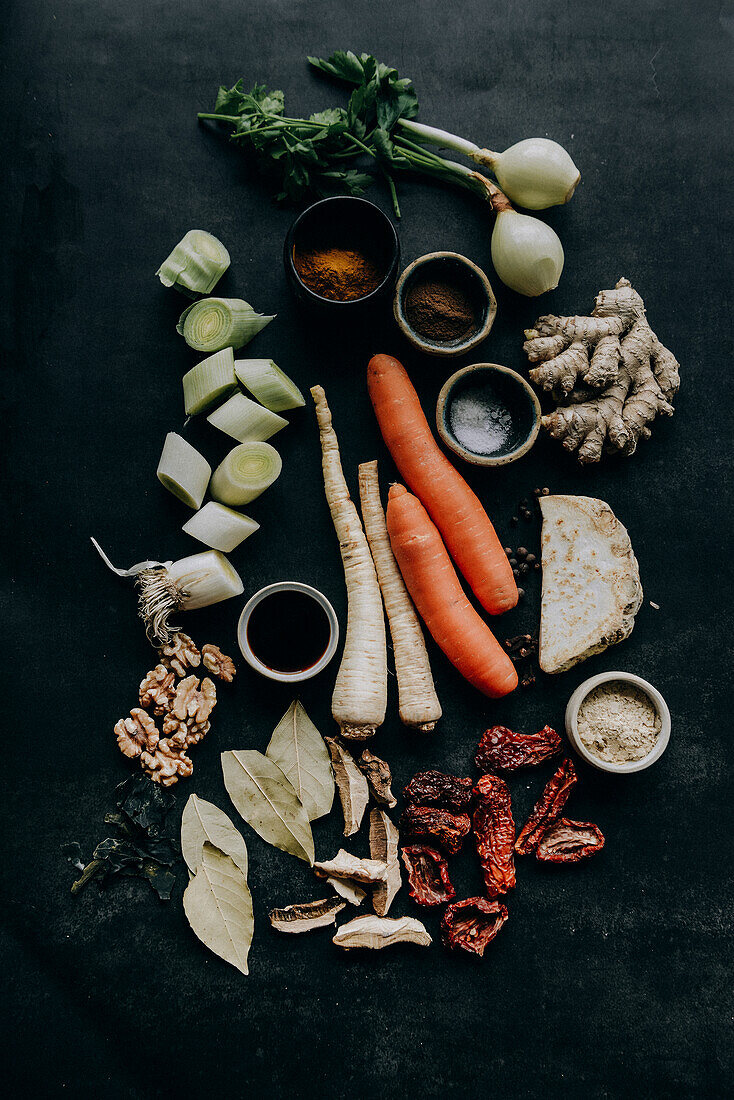 Ingredients for vegan broth