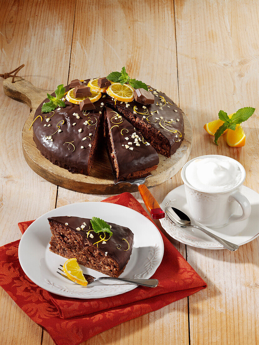 Juicy chocolate orange cake