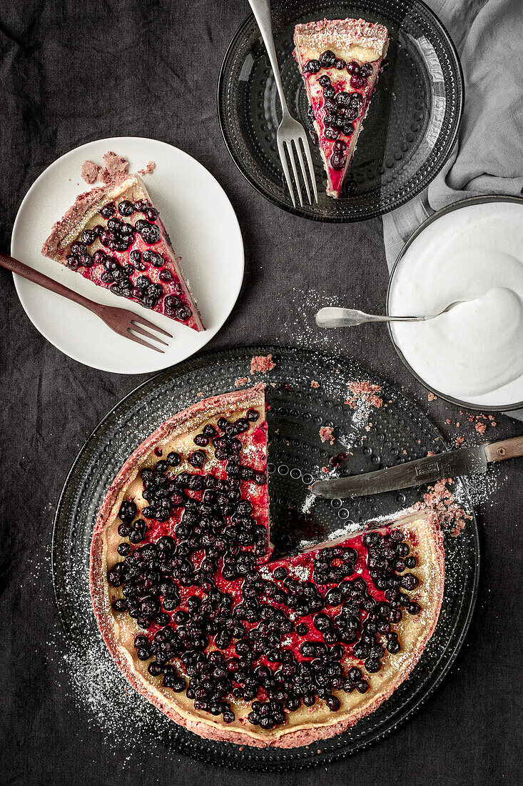 Veganer Cheesecake mit Heidelbeeren