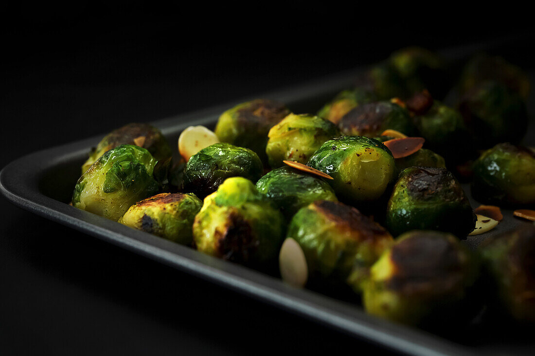 Oven-roasted Brussels sprouts with almonds