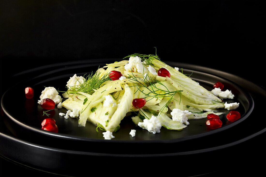 Fennel salad with feta and pomegranate seeds