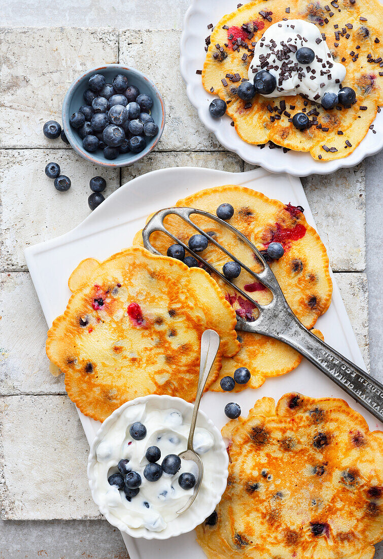 Sweet blueberry pancakes