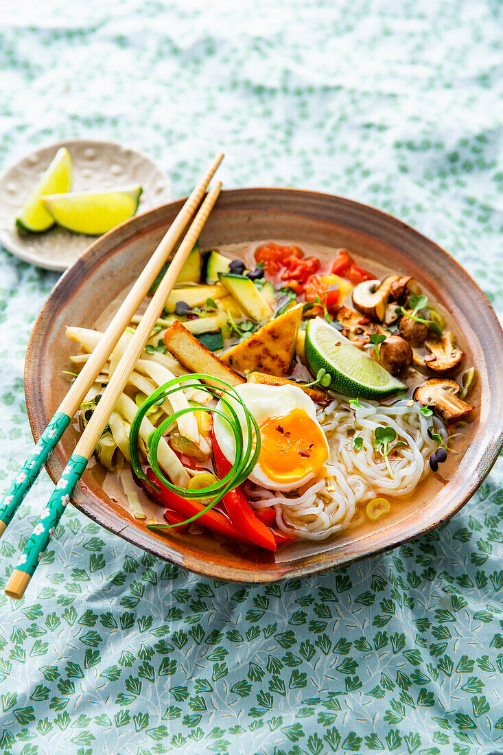 Thai vegetable soup with konjac noodles