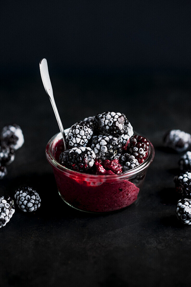 Frozen blackberry sorbet