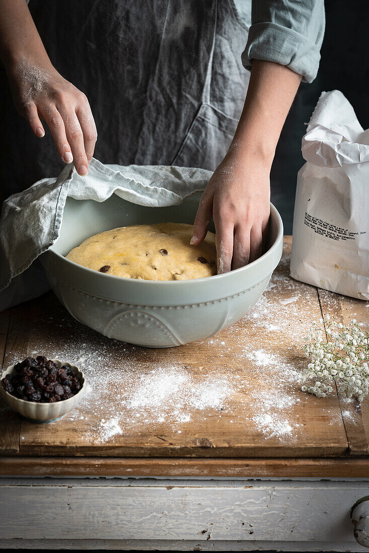 Dough for hot cross buns