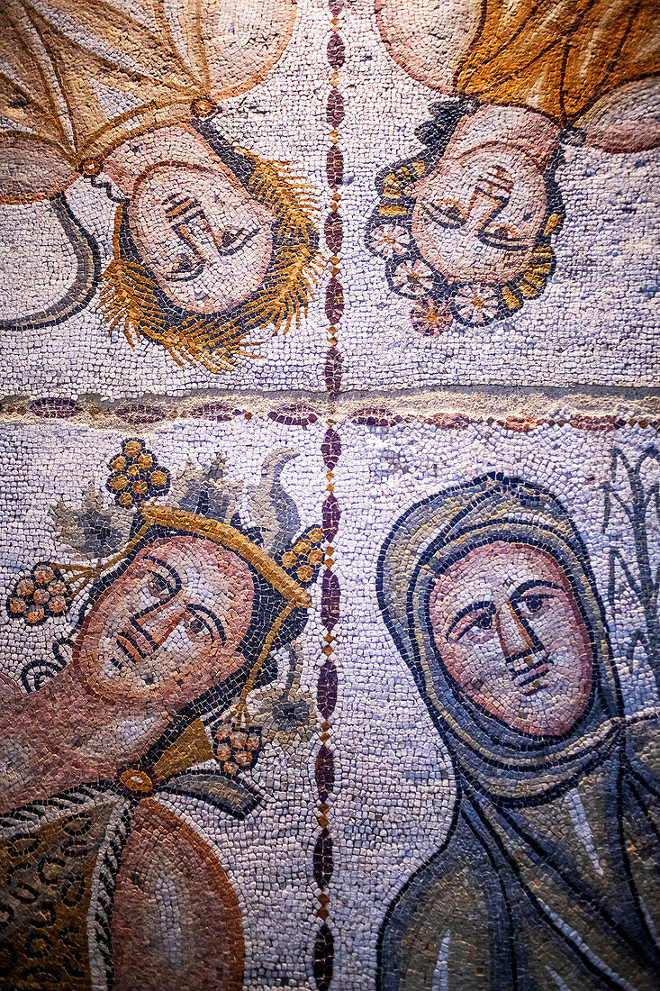 Baco mosaic from IV century Inside of the Madrid Regional Archaeological museum in Alcala de Henares, Madrid province, Spain.