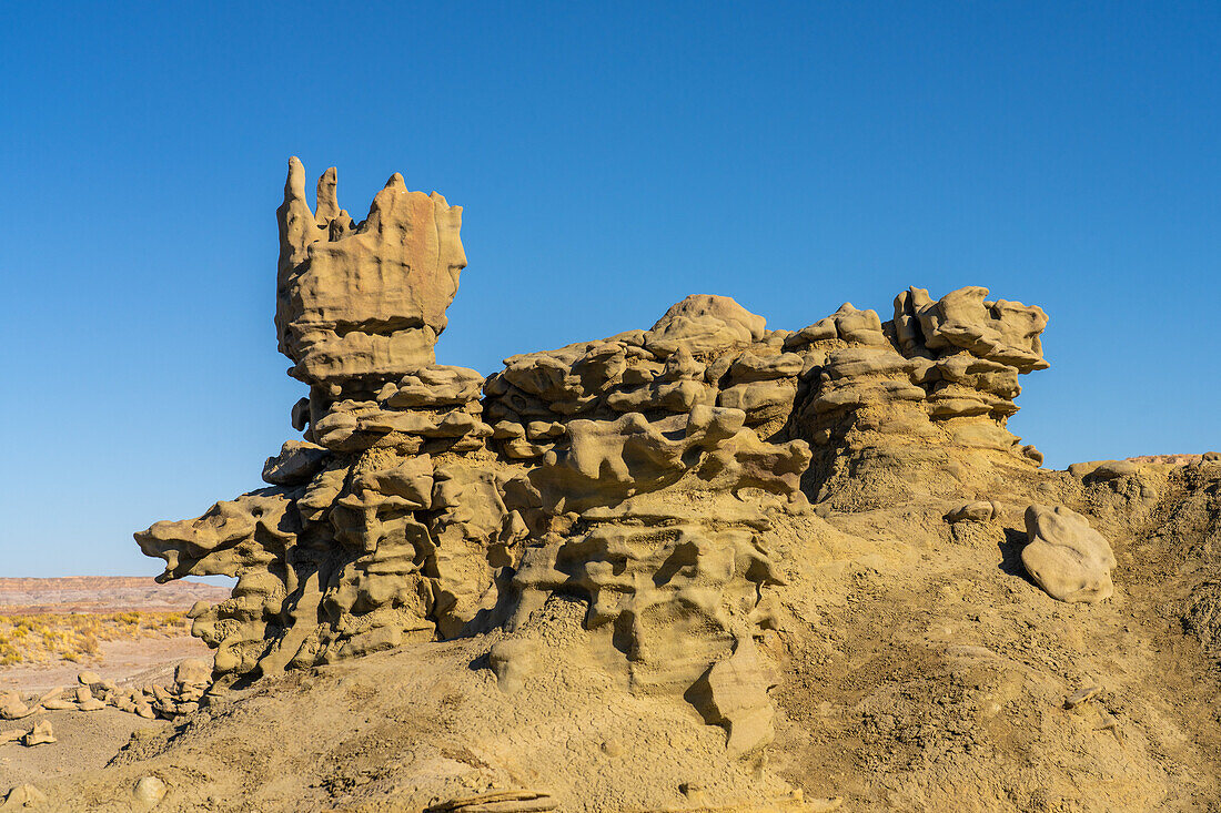 Fantastisch erodierte Sandsteinformationen in der Fantasy Canyon Recreation Site, in der Nähe von Vernal, Utah