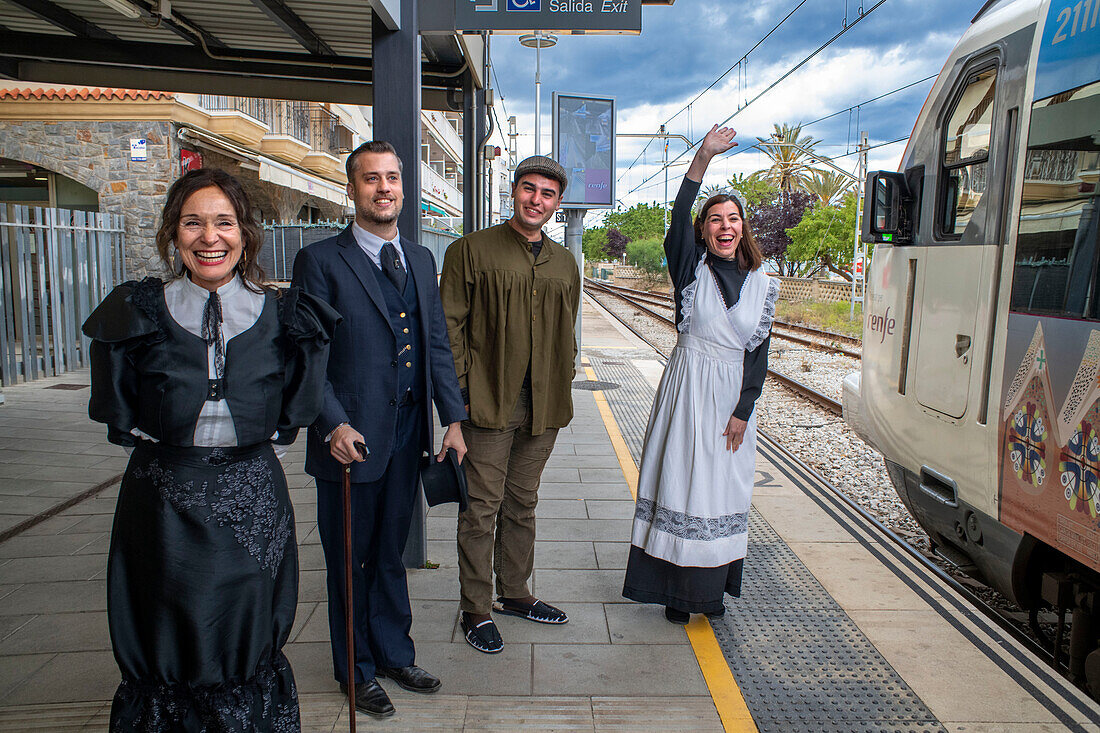 Platform Station Train Rodalies Canet de Mar, Maresme Coast, 2023, Barcelona, Spain.