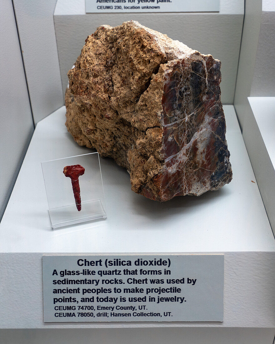 Chert, silica dioxide, in the mineral collection in the USU Eastern Prehistoric Museum, Price, Utah.