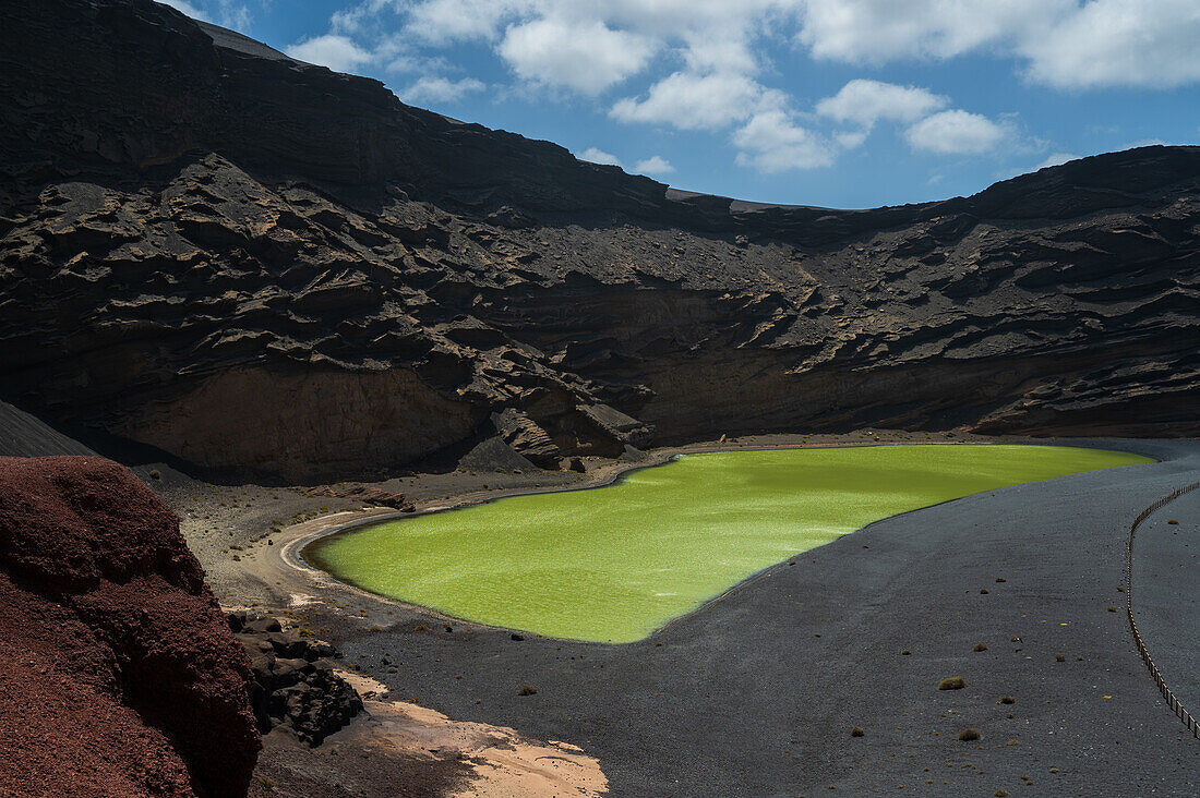 Green lagoon or Charco de los Clicos in Lanzarote, Canary Islands, Spain