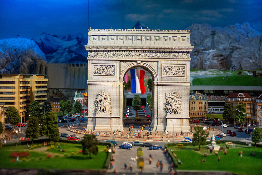 France section in Gulliver's Gate museum, a miniature world depicting hundreds of landmarks, settings and events, in Times Square, Manhattan, new York, USA