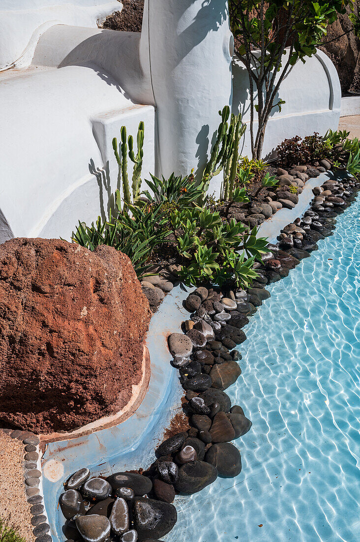 The Lagomar Museum, also known as Omar Sharif's House, unique former home incorporating natural lava caves, now a restaurant, bar & art gallery in Lanzarote, Canary Islands, Spain