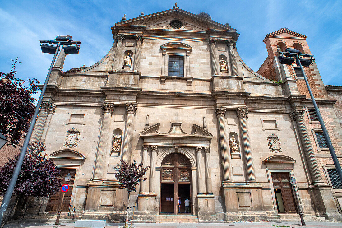 Facade of the Parroquia Santa María la Mayor church in Alcalà, Alcala de Henares, Madrid Spain