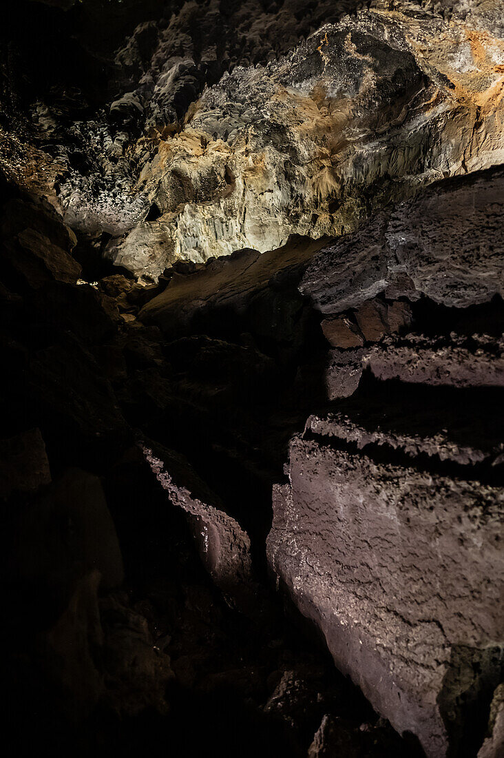 Cueva de los Verdes, eine Lavaröhre und Touristenattraktion der Gemeinde Haria auf der Insel Lanzarote in den Kanarischen Inseln, Spanien
