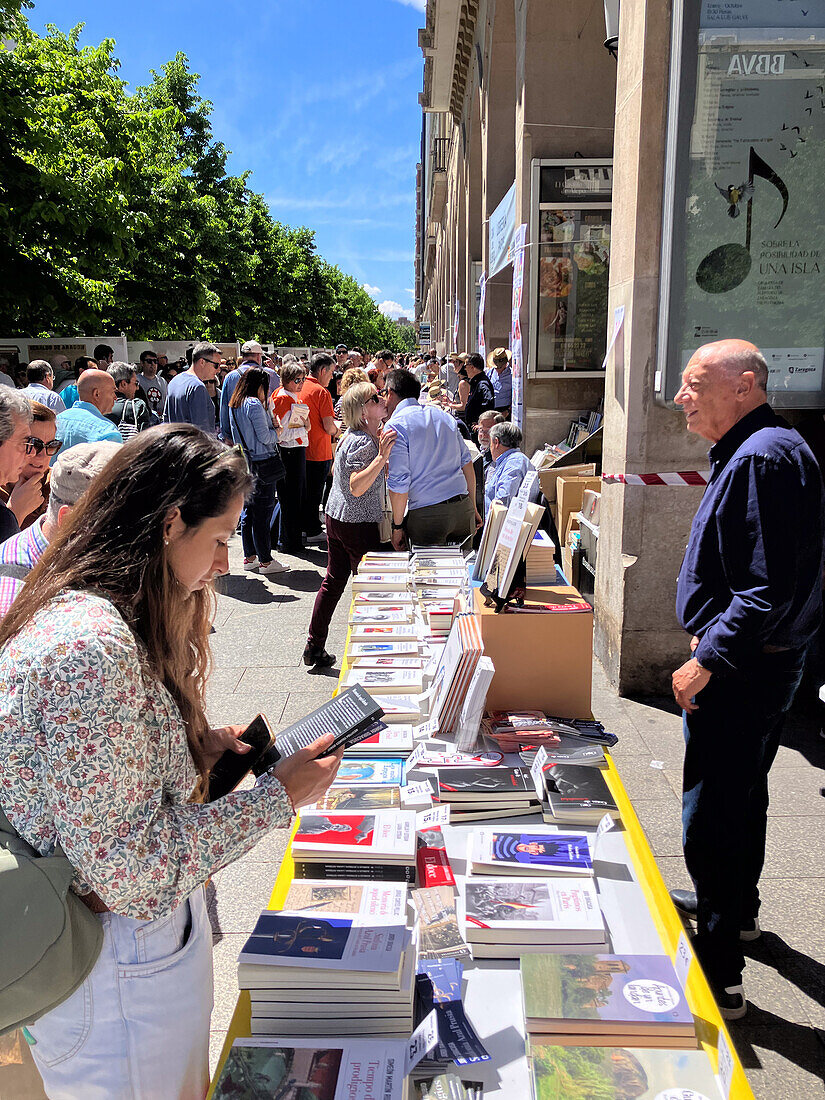 Dia del Libro (Book Day) during Saint George´s Day in Zaragoza, Aragon, Spain