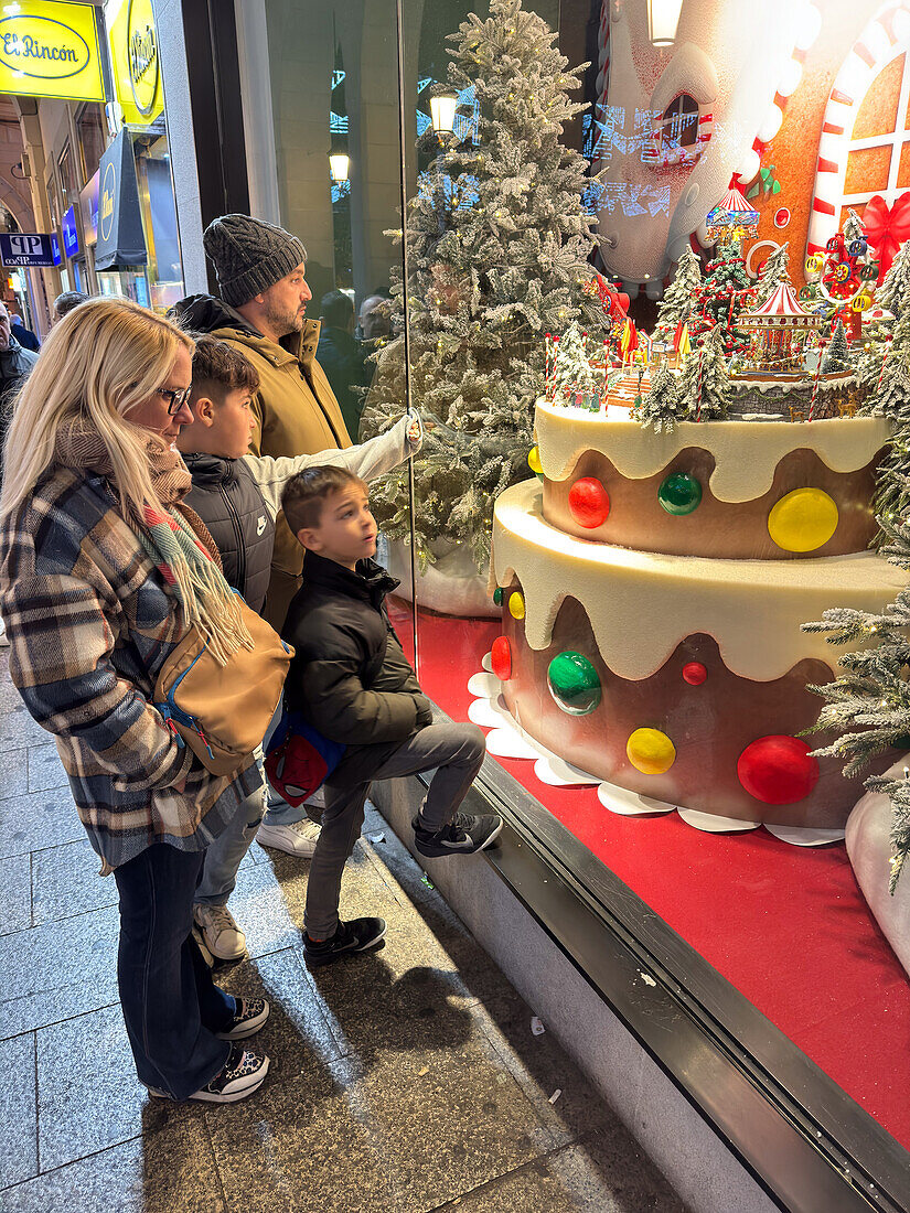 Christmas arrives in the streets of Zaragoza, Aragon, Spain