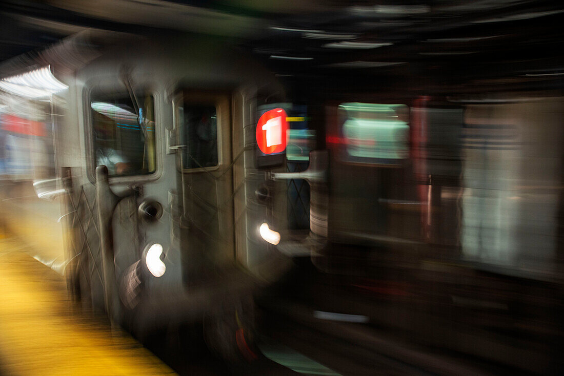 The 1 train subway in Manhattan, New York City