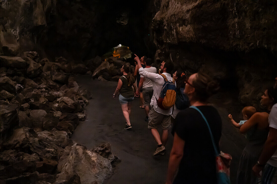 Cueva de los Verdes, a lava tube and tourist attraction of the Haria municipality on the island of Lanzarote in the Canary Islands, Spain