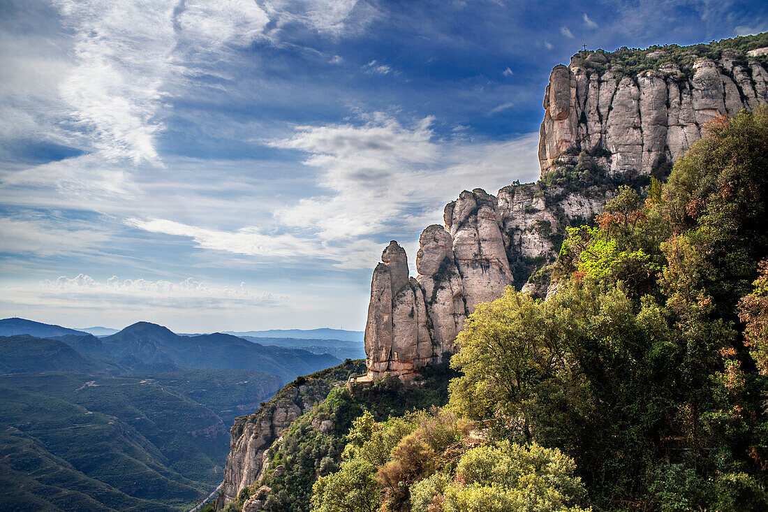 Limestone turrets of the mountains of Montserrat, Barcelona, Catalonia, Spain