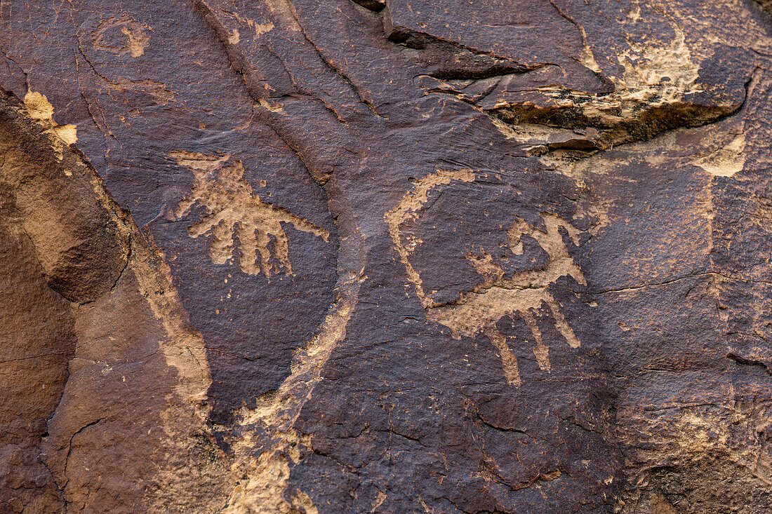 Eine prähispanische Felszeichnung der amerikanischen Ureinwohner im Nine Mile Canyon in Utah