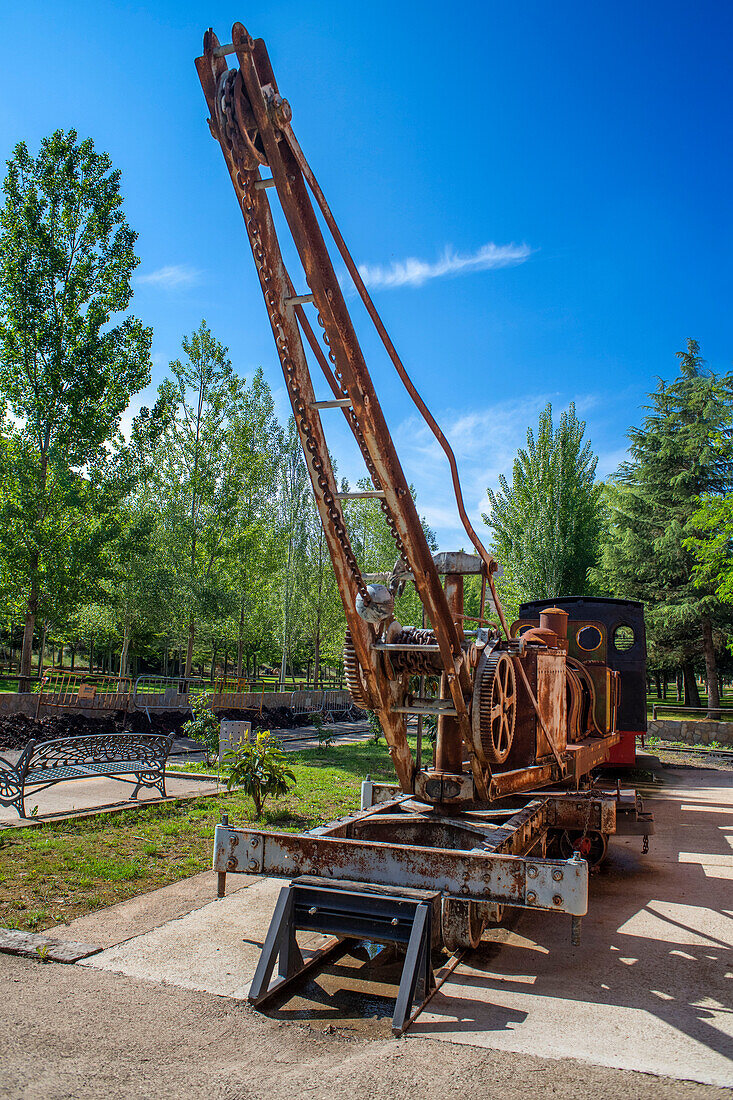 Old disused wagons, Utrillas mining train and Utrillas Mining and Railway Theme Park, Utrillas, Cuencas Mineras, Teruel, Aragon, Spain.