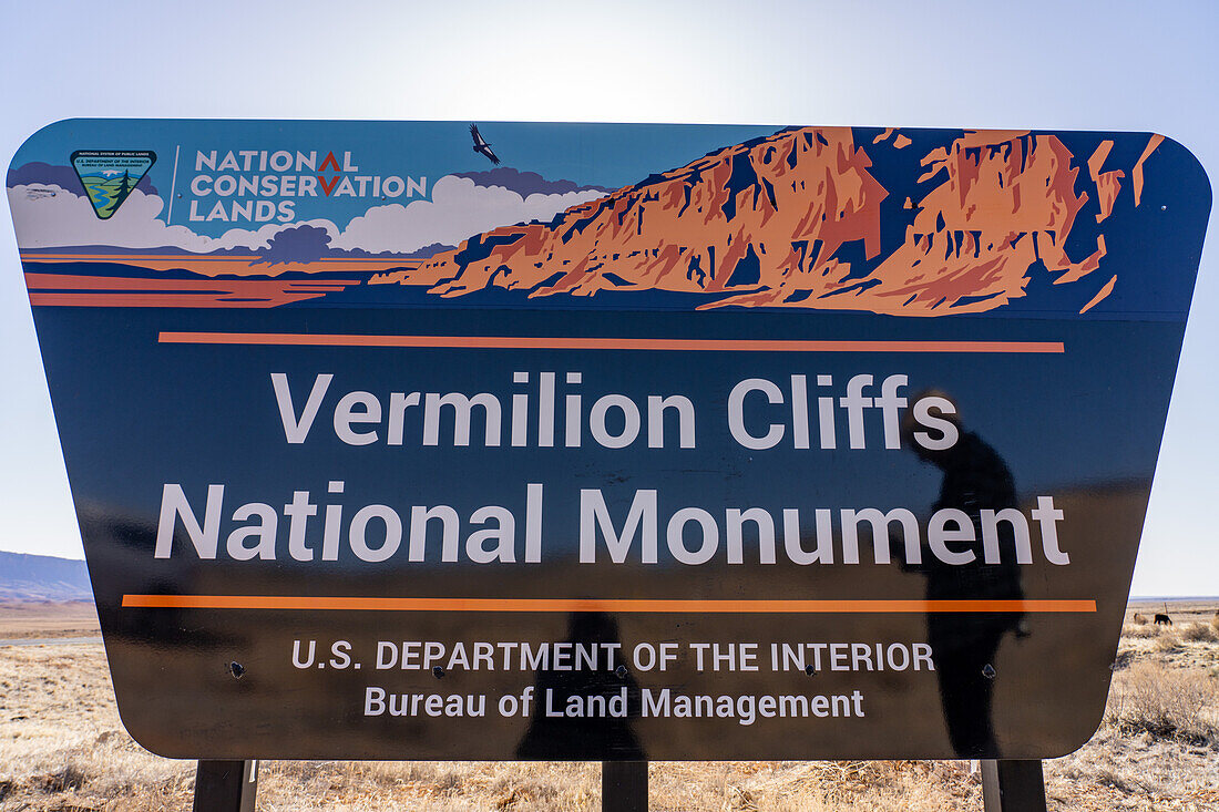 A sign at the boundary of the Vermilion Cliffs National Monument in northern Arizona.