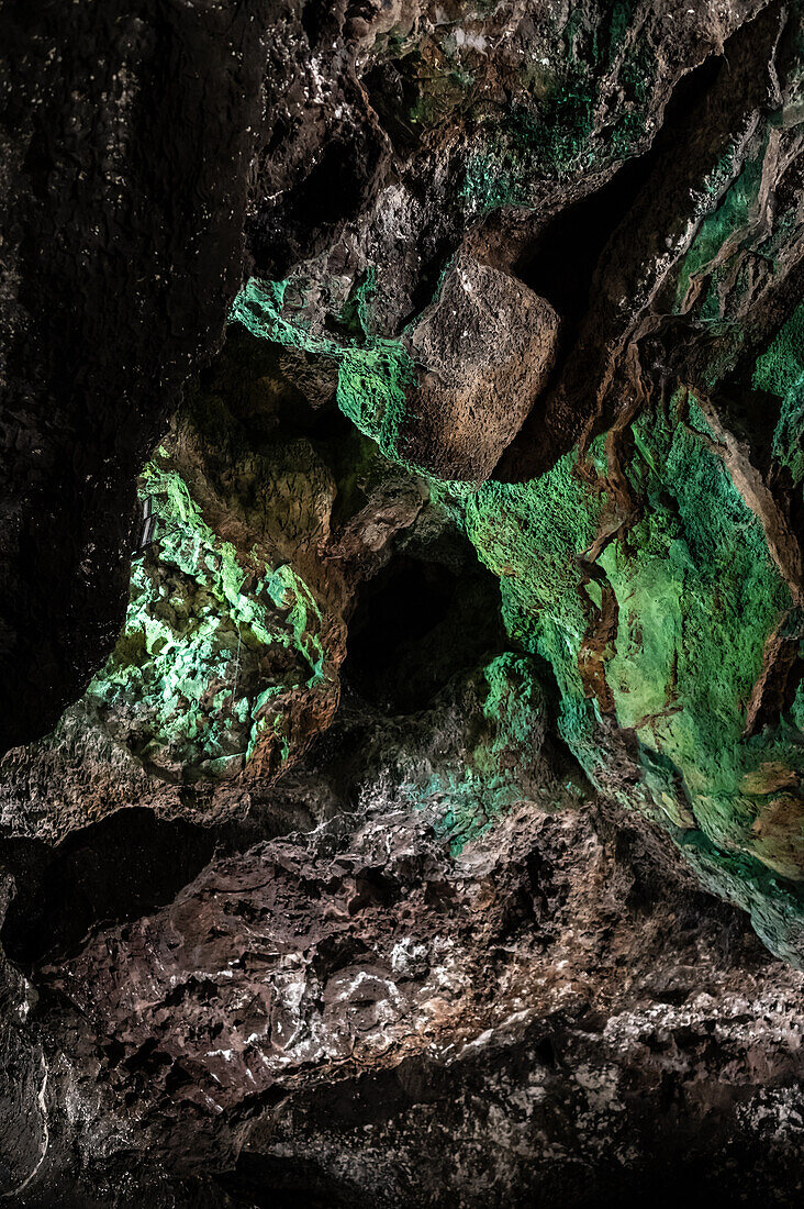 Cueva de los Verdes, eine Lavaröhre und Touristenattraktion in der Gemeinde Haria auf der Insel Lanzarote, Kanarische Inseln, Spanien