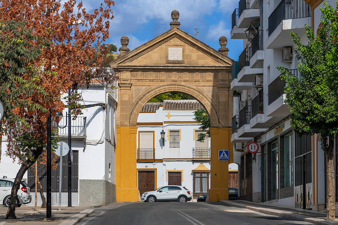 Osuna city center old town, Seville Andalusia Spain. Arco de la Pastora.