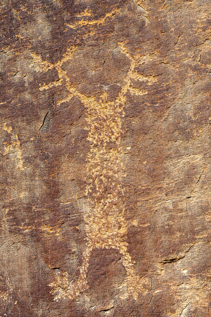 A pre-Hispanic Native American petroglyph rock art panel in Nine Mile Canyon in Utah.