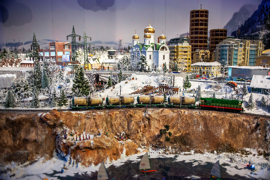 Russia section in Gulliver's Gate museum, a miniature world depicting hundreds of landmarks, settings and events, in Times Square, Manhattan, new York, USA