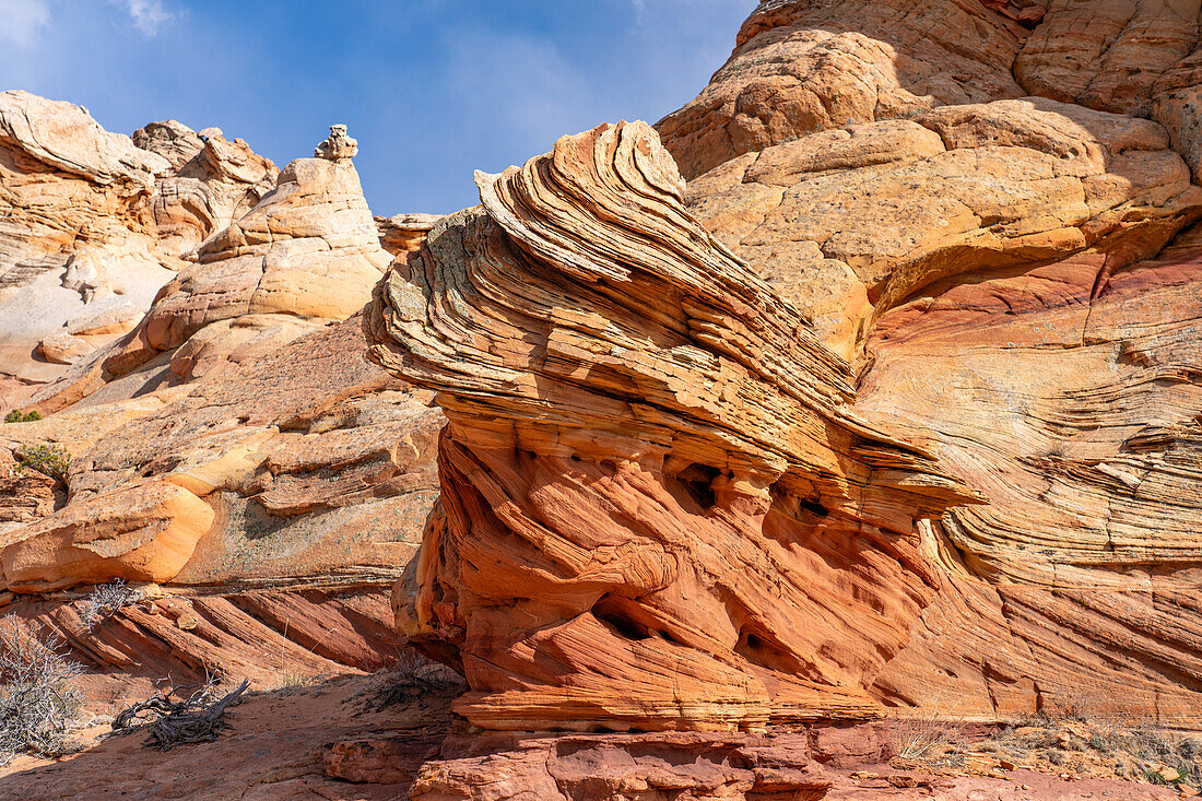 Eroded Navajo sandstone rock formations near South Coyote Buttes, Vermilion Cliffs National Monument, Arizona.