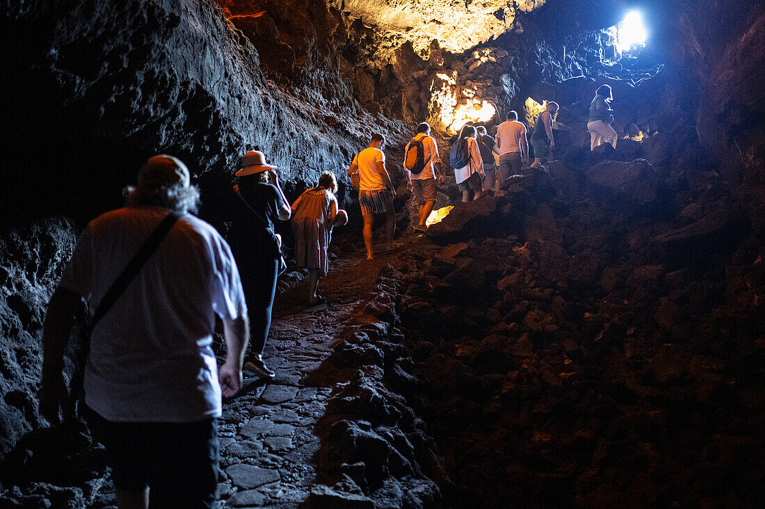 Cueva de los Verdes, eine Lavaröhre und Touristenattraktion der Gemeinde Haria auf Lanzarote, Kanarische Inseln, Spanien