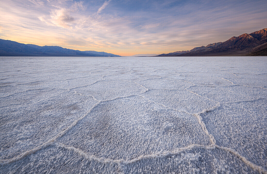 Salt formations at Badwater Basin in Death Valley National Park, California.