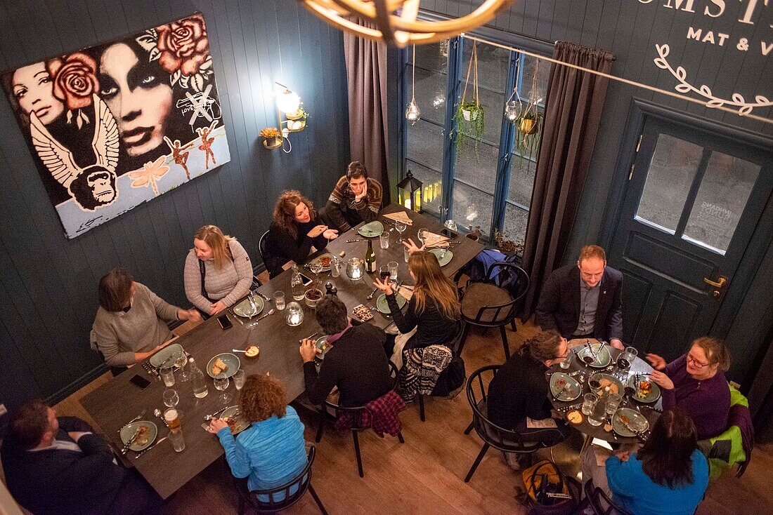 Restaurant Blomsterbua Mat & Vin in Mosjoen, Norwegen. Traditionelles norwegisches Essen