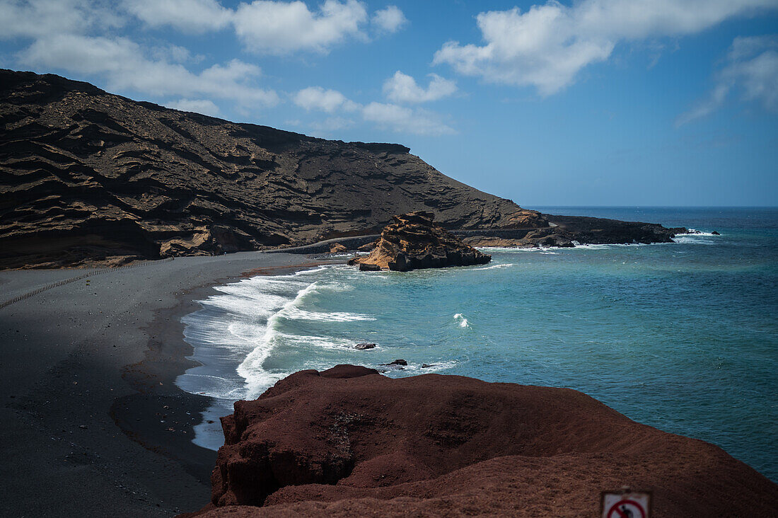 Green lagoon or Charco de los Clicos in Lanzarote, Canary Islands, Spain