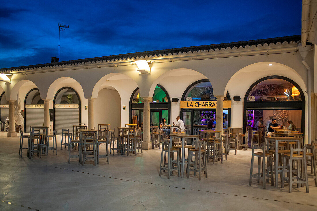 Plaza de abastos or Market square in old town of Estepa in Seville province Andalusia South of Spain.