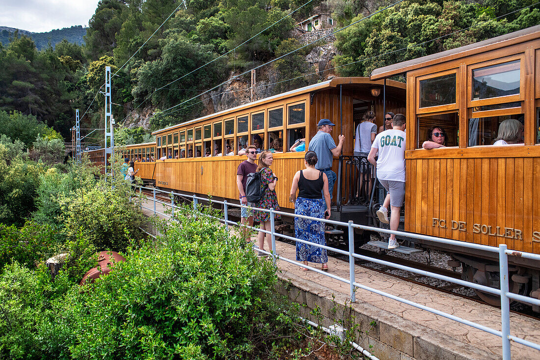 Mirador des pujol d´en Banja. One stop in the tren de Soller train vintage historic train that connects Palma de Mallorca to Soller, Majorca, Balearic Islands, Spain, Mediterranean, Europe.