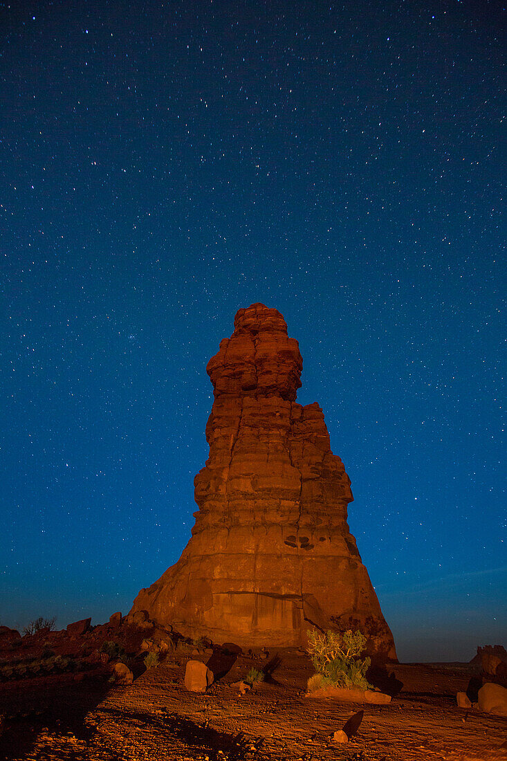 Stars over Standing Rock in the Maze District of Canyonlands National Park in Utah.