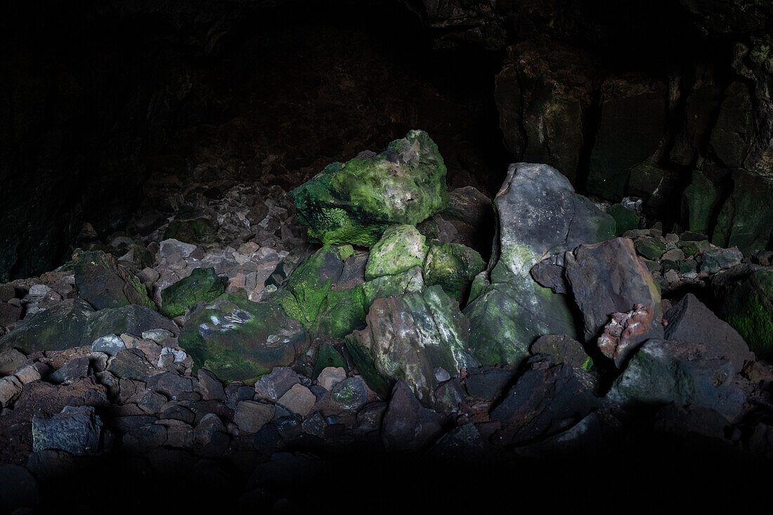 Cueva de los Verdes, eine Lavaröhre und Touristenattraktion in der Gemeinde Haria auf der Insel Lanzarote, Kanarische Inseln, Spanien