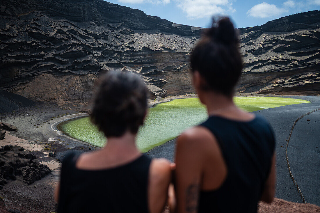 Green lagoon or Charco de los Clicos in Lanzarote, Canary Islands, Spain