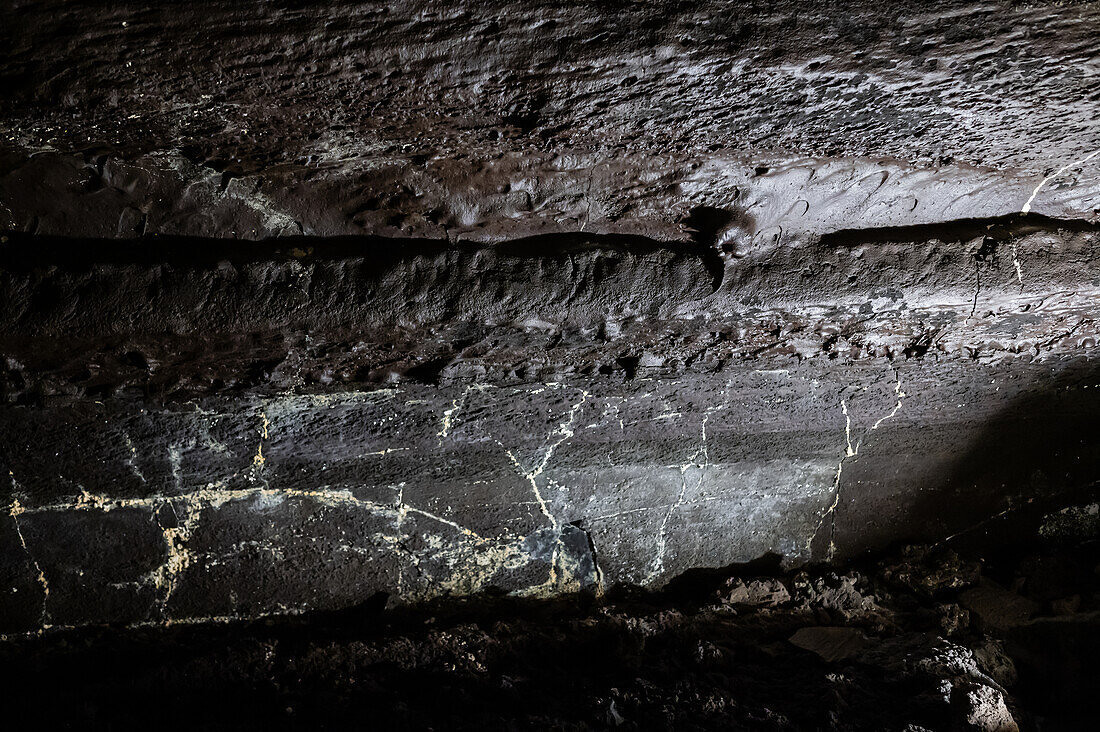 Cueva de los Verdes, eine Lavaröhre und Touristenattraktion der Gemeinde Haria auf der Insel Lanzarote, Kanarische Inseln, Spanien