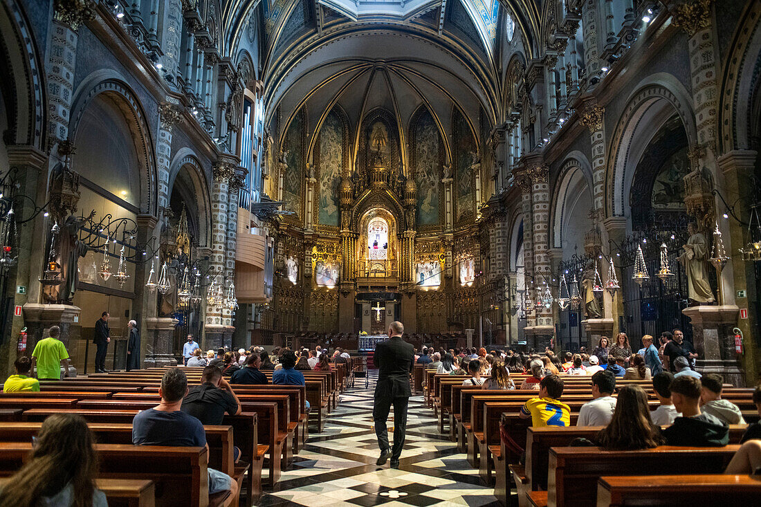 The benedictine abbey of Santa Maria de Montserrat, Monistrol de Montserrat, Barcelona, Catalonia, Spain