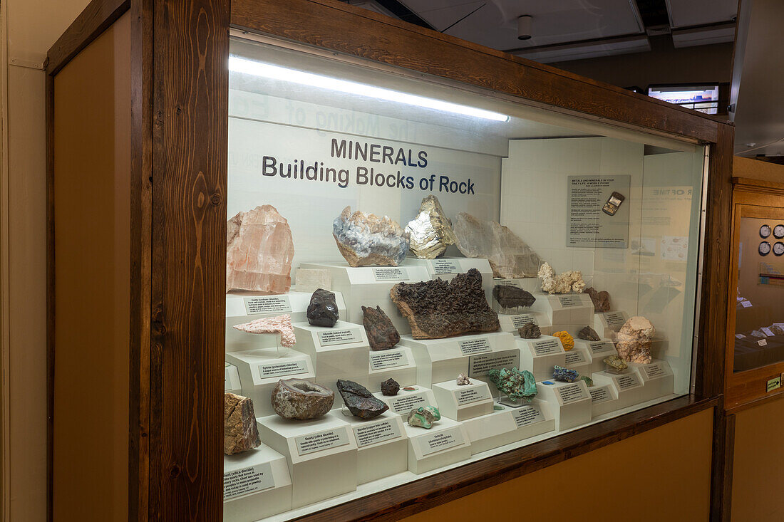 The mineral collection in the USU Eastern Prehistoric Museum, Price, Utah.