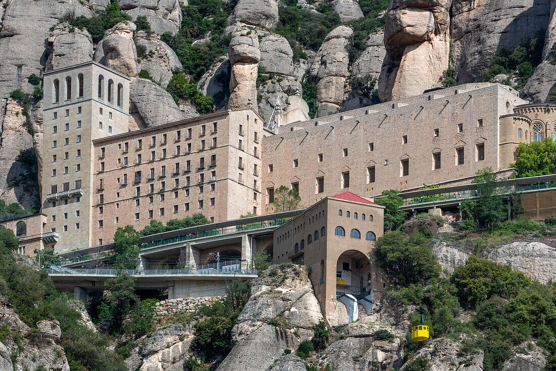 Summer day in the he Benedictine abbey of Santa Maria de Montserrat, Monistrol de Montserrat, Barcelona, Catalonia, Spain