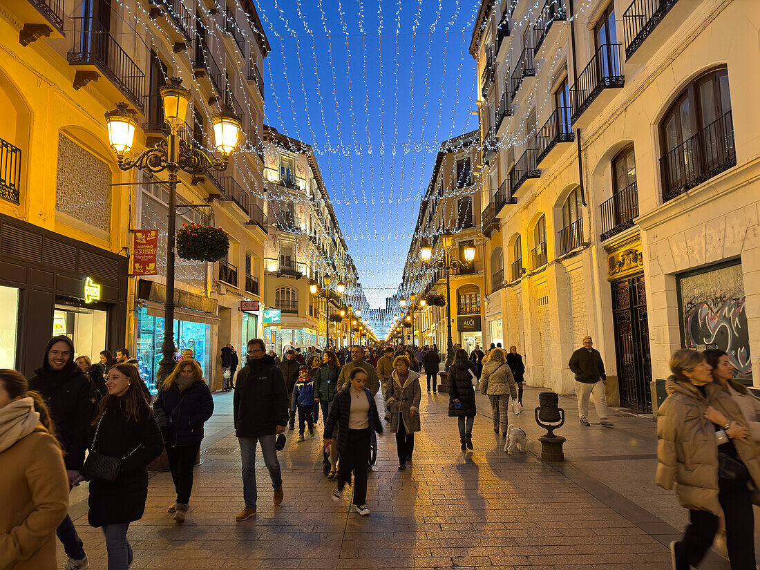 Christmas arrives in the streets of Zaragoza, Aragon, Spain