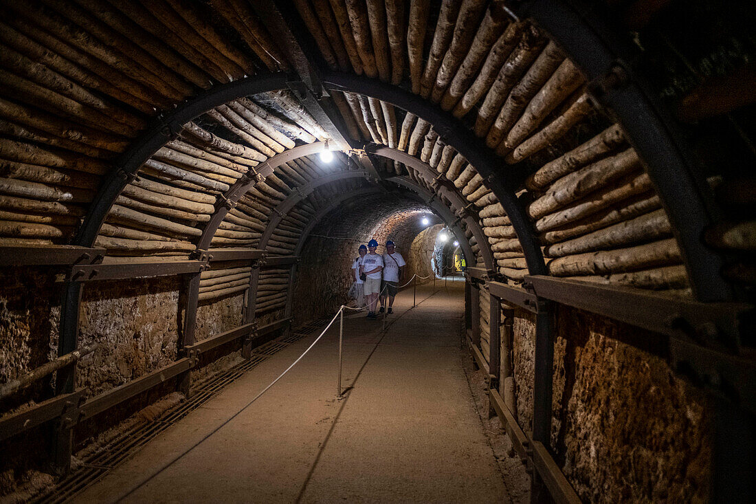 Underground tunnels, RioTinto mines. Peña del Hierro. Main open pit copper sulphur mine at Rio Tinto, Sierra de Aracena and Picos de Aroche Natural Park. Huelva province. Southern Andalusia, Spain. Europe.